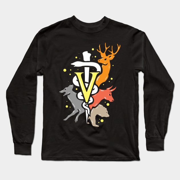 Vet Tech Symbol with Animals Long Sleeve T-Shirt by maxdax